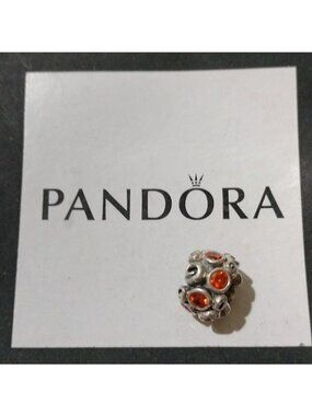 Pandora Sterling Silver Primrose Path Bead w/ Orange Zirconia - 790330ocz